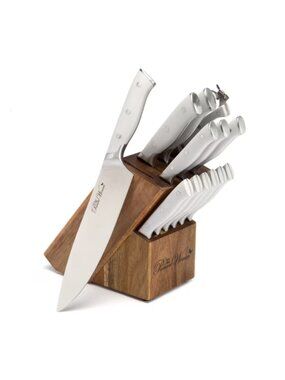 The Pioneer Woman Home Gray 14 Piece Stainless Steel Knife Set with Wooden Block